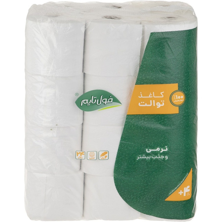 دستمال توالت 24قلو فول تایم 4لایه به نرمی ابریشم