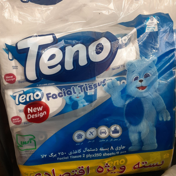 دستمال کاغذی تنو 8 بسته 2 لایه 250 برگ ویژه اقتصادی